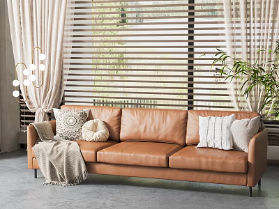 Jane Europe three-seat leather sofa 3d model