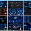 Multiple Data Visualization Dashboard Interfaces With Blue Theme Charts Maps And Analytics 3d model