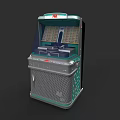Retro Headphone Speaker With Jukebox Design Turntable Green Gray Finish And Speaker Grille