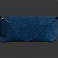 Fashionable Blue Leather Eyeglass Case With Textured Surface For Daily Use
