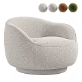 Modern Single Seater Sofa With Textured Fabric Curved Design Round Base And Multiple Colors