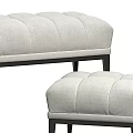 Light Gray Upholstered Sofa Bench With Padded Design And Black Wooden Legs