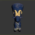Blue Ram Shaped Wine Goblet With Golden Horn And Intricate Blue Patterns