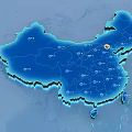 China Blue Map Science and Technology Map of China 3d model