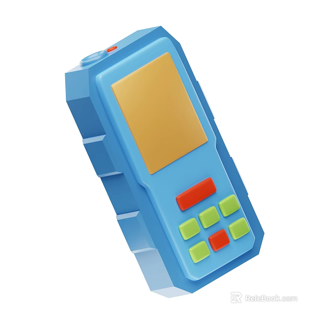 Blue Toy Mobile Phone With Yellow Screen And Red Green Buttons 3d model 