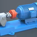 Industrial Blue Motor And Silver Pump With Orange Coupling On Blue Base 3d model
