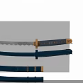 Traditional Japanese Sword Weapon With Blue Handle Gold Accents And Sharp Blade