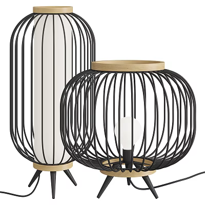 Modern Black Metal Cage Design Table Lamp with Gold Base for Home Interior Decor 3d model