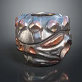 Wooden Stone Carved Bead With Textured Surface And Decorative Protrusions