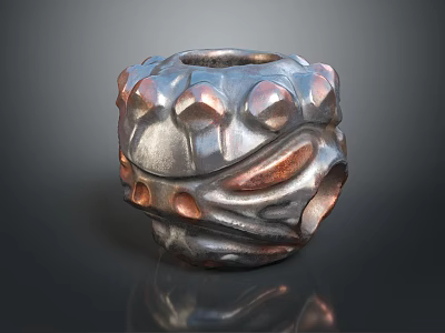 Wooden Stone Carved Bead With Textured Surface And Decorative Protrusions 3d model