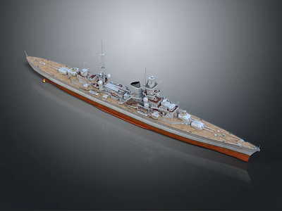 Highly Detailed 3D Rendered Battleship Model As Historical Naval Water Vessel 3d model
