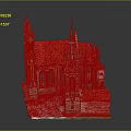 Intricate Church Architectural Model With Spires Towers Orange Roof And Arched Windows