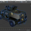 Military Armored Vehicle With Camouflage Paint Roof Mounted Weapon Yellow Stripes And Armored Structure
