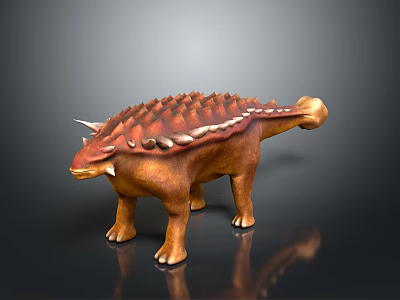 Armored Dinosaur Character 3D Model With Spiked Back Horned Head And Brown Texture 3d model