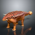 Armored Dinosaur Character 3D Model With Spiked Back Horned Head And Brown Texture