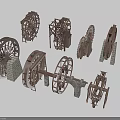 Garden Decorative Wooden Water Wheels With Various Designs And Stone Bases