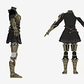 Character Fantasy Armor With Black And Gold Decorative Details And Armored Accents