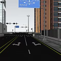 Urban Road Infrastructure at Intersection With Traffic Signals Zebra Crossings Lane Markings and Street Lamps