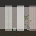 Glass Grid Room Dividers Green Transparent and Rose Gold in Modern Interior with Plant Decor