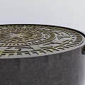 Traditional Round Ceramic Vessel With Intricate Lid And Star Geometric Patterns 3d model