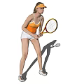 Woman In Orange Tank Top And White Shorts Playing Tennis With Racket And Ball
