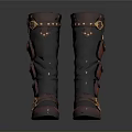 Stylish Tall Black Brown Boots With Multiple Pockets And Decorative Buckles
