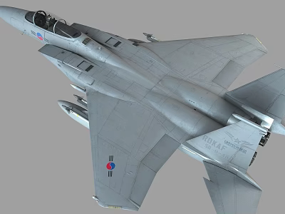 Grey Royal Air Force Fighter Jet With Military Insignia And Missile Payload 3d model Grey Royal Air Force Fighter Jet With Military Insignia And Missile Payload 3d model