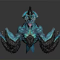 Mythical Blue Horned Fantasy Animal With Spiky Black Mane And Dynamic Pose