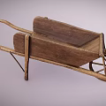 Vintage Handcrafted Wooden Wheelbarrow With Rustic Frame And Spoked Wheel