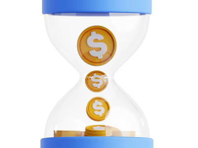 Stylish Decorative Ornament Set With Hourglass And Dollar Sign Gold Coins 3d model