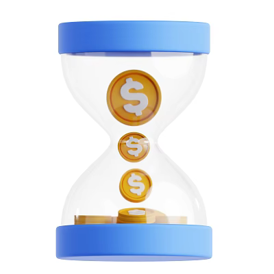 Stylish Decorative Ornament Set With Hourglass And Dollar Sign Gold Coins 3d model