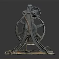 Vintage Metal Winch With Gear Spiral Drum And Moss And Dirt Covered Stand