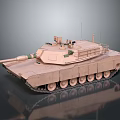 Modern Sand Colored Main Battle Tank With Cannon Tracks Turret Equipment On Reflective Surface