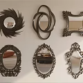 Decorative Mirrors With Various Ornate Frame Designs And Different Shapes 3d model
