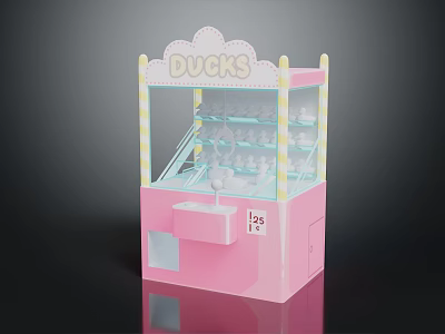 Commercial Pink Ducks Claw Machine With Transparent Display Window And Decorative Top 3d model