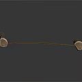 Two Simple Wooden Posts Connected by Ropes as Decorative Household Item 3d model