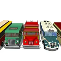 Vintage Buses Collection in Various Colors with Classic Designs Side View