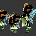 Multiple Orange Hair Fairies with Blue Wings Crowns and Green Shoes Arranged in a Line