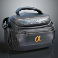 Black Sony Camera Bag With α Logo Hand Strap And Zipper Pockets 3d model