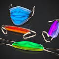 Assorted Colored Face Masks in Blue Orange Purple and Green Shades