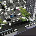 Modern Building Entrance Gate With Canopy Ramp And Decorative Lighting White Wall Black Roof