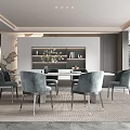 Elegant Modern Restaurant Interior With Round Dining Table Gray Chairs And Decorative Shelf
