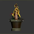 Cartoon Style Flower Pot With TACO TIME Sign Yellow Flowers And Sausage Decorations