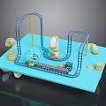 Interactive Kids Play Equipment With Blue Platform Colorful Tracks And Yellow Components