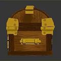 Vintage Wooden Treasure Chest With Golden Metal Accents For Decorative Home Storage