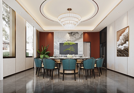 New Chinese Dining Room 3d model