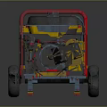 Portable Generator With Red Frame Black Top Yellow Components Wheels And Control Panel 3d model