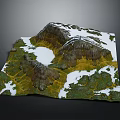 Natural Garden Landscape with Mountain Terrain Snowy Peaks and Green Vegetation Lakes