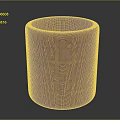 Wooden Barrel Shaped Storage Container With Dark Brown Grid Pattern Design