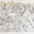 Marble Construction Components With Various Vein Patterns And Golden Accent Strips 3d model